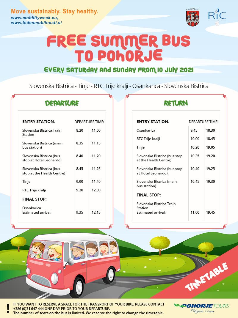 Free summer bus to Pohorje