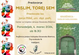 Predavanje: MISLIM, TOREJ SEM