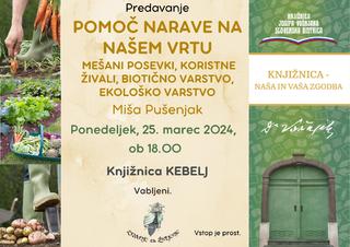 Predavanje: POMOČ NARAVE NA NAŠEM VRTU