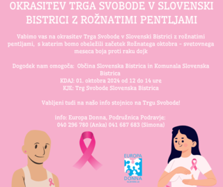 OKRASITEV TRGA SVOBODE V SLOVENSKI BISTRICI Z ROŽNATIMI PENTLJAMI