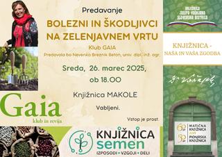 Predavanje Kluba Gaia - Bolezni in škodljivci na zelenjavnem vrtu