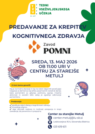 Predavanje za krepitev kognitivnega zdravja